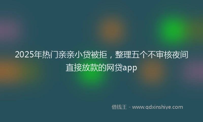 2025年热门亲亲小贷被拒，整理五个不审核夜间直接放款的网贷app