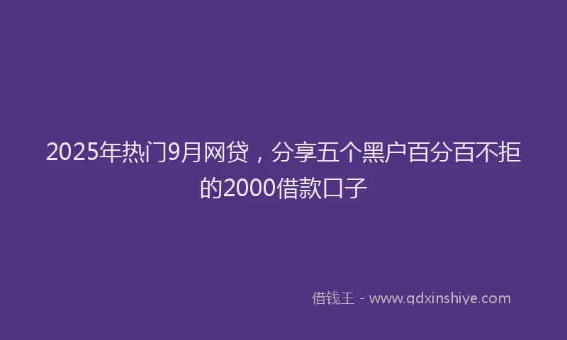 2025年热门9月网贷，分享五个黑户百分百不拒的2000借款口子