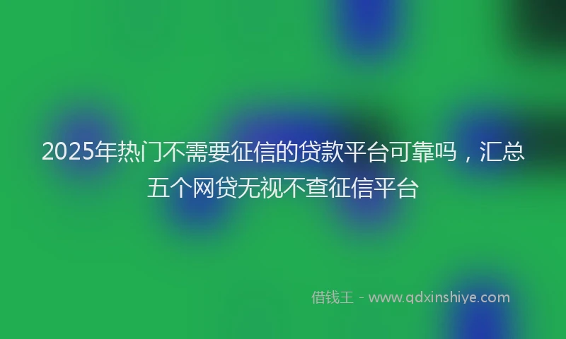 2025年热门不需要征信的贷款平台可靠吗，汇总五个网贷无视不查征信平台