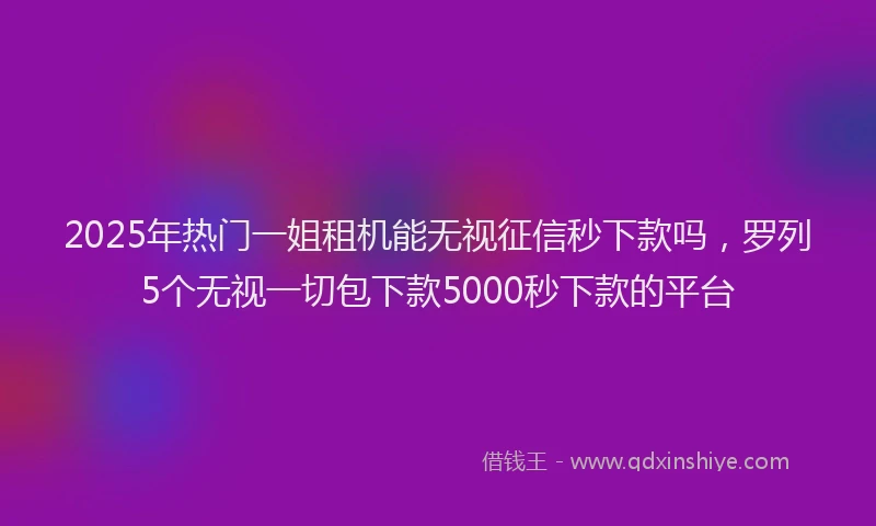 2025年热门一姐租机能无视征信秒下款吗，罗列5个无视一切包下款5000秒下款的平台