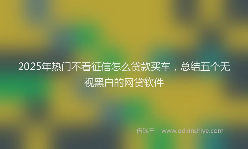 2025年热门不看征信怎么贷款买车，总结五个无视黑白的网贷软件
