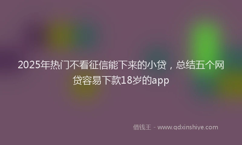 2025年热门不看征信能下来的小贷，总结五个网贷容易下款18岁的app