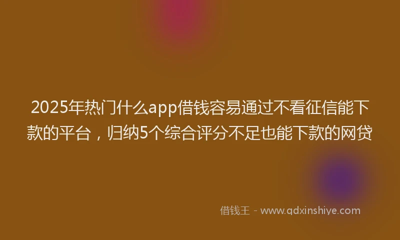 2025年热门什么app借钱容易通过不看征信能下款的平台，归纳5个综合评分不足也能下款的网贷