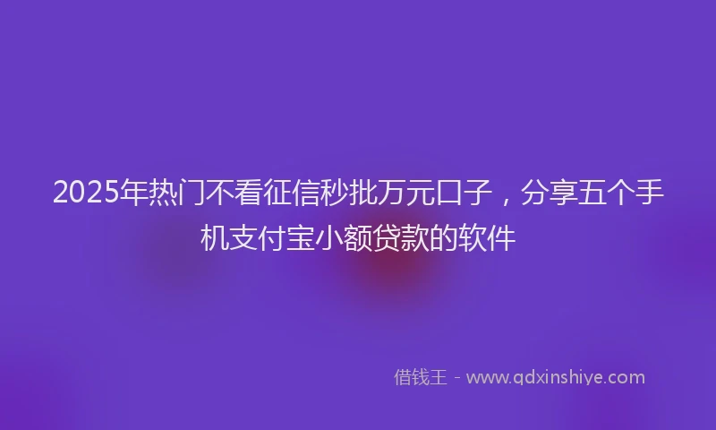 2025年热门不看征信秒批万元口子，分享五个手机支付宝小额贷款的软件