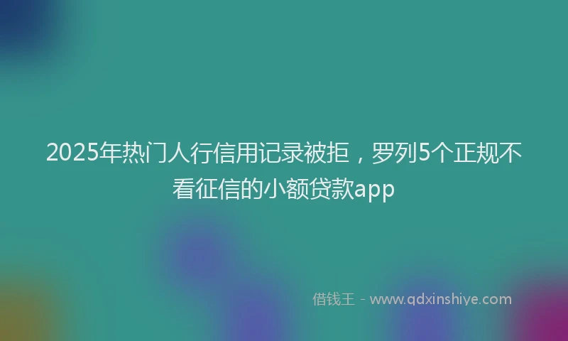 2025年热门人行信用记录被拒，罗列5个正规不看征信的小额贷款app