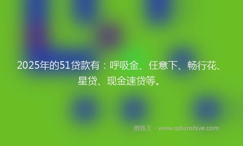 2025年的51贷款有：呼吸金、任意下、畅行花、星贷、现金速贷等。
