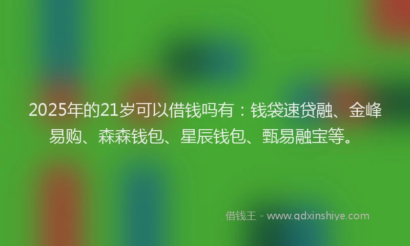 2025年的21岁可以借钱吗有：钱袋速贷融、金峰易购、森森钱包、星辰钱包、甄易融宝等。