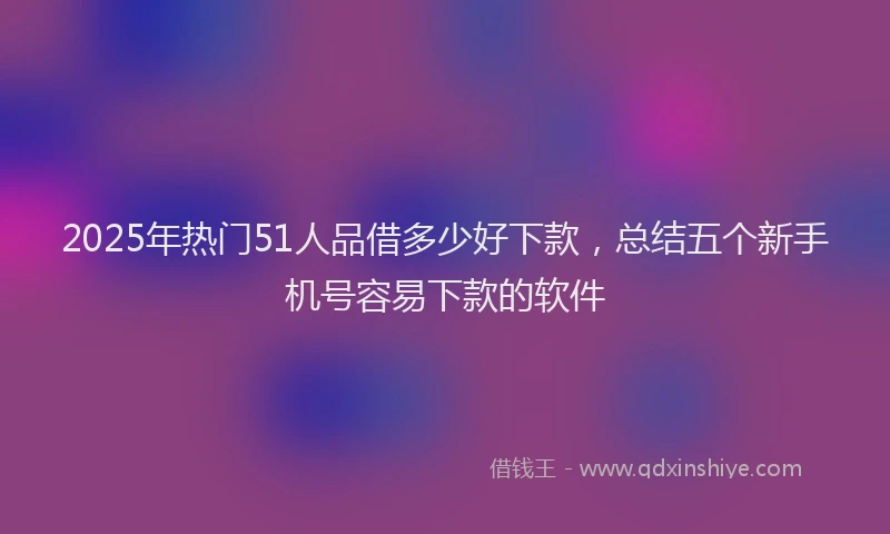 2025年热门51人品借多少好下款，总结五个新手机号容易下款的软件