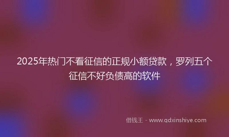 2025年热门不看征信的正规小额贷款，罗列五个征信不好负债高的软件