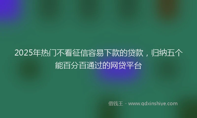2025年热门不看征信容易下款的贷款，归纳五个能百分百通过的网贷平台