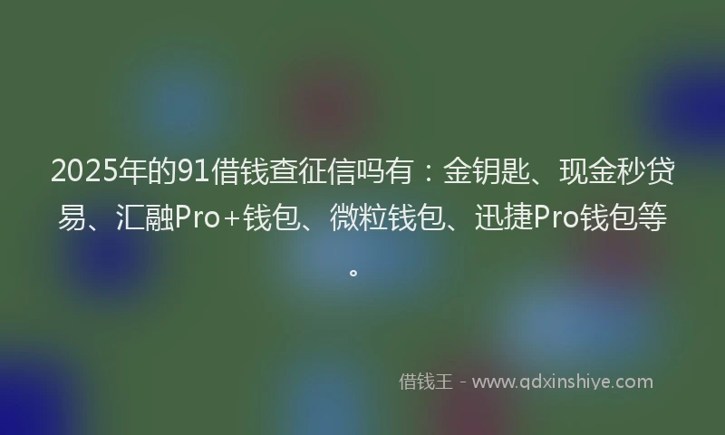 2025年的91借钱查征信吗有：金钥匙、现金秒贷易、汇融Pro+钱包、微粒钱包、迅捷Pro钱包等。