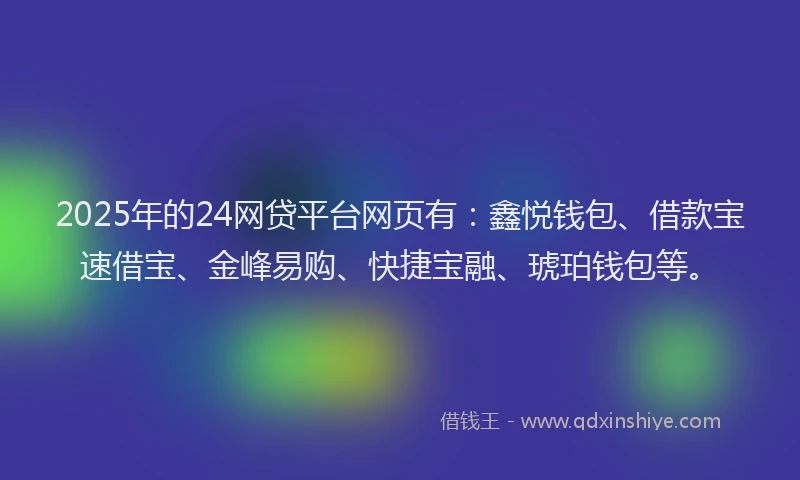 2025年的24网贷平台网页有：鑫悦钱包、借款宝速借宝、金峰易购、快捷宝融、琥珀钱包等。