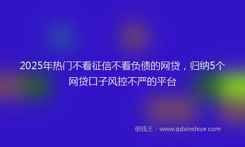 2025年热门不看征信不看负债的网贷，归纳5个网贷口子风控不严的平台