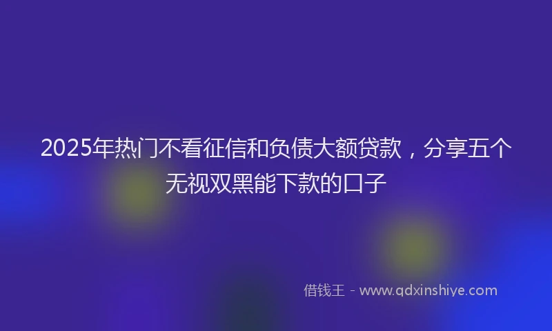 2025年热门不看征信和负债大额贷款，分享五个无视双黑能下款的口子