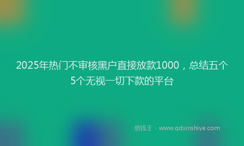 2025年热门不审核黑户直接放款1000，总结五个5个无视一切下款的平台