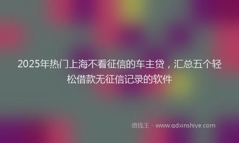 2025年热门上海不看征信的车主贷，汇总五个轻松借款无征信记录的软件
