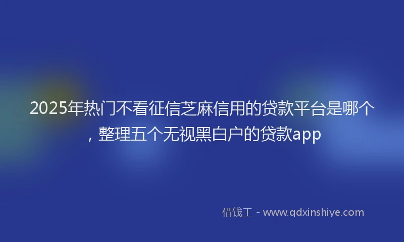 2025年热门不看征信芝麻信用的贷款平台是哪个，整理五个无视黑白户的贷款app