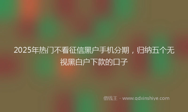 2025年热门不看征信黑户手机分期，归纳五个无视黑白户下款的口子
