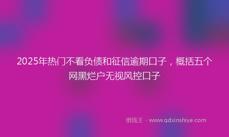 2025年热门不看负债和征信逾期口子，概括五个网黑烂户无视风控口子