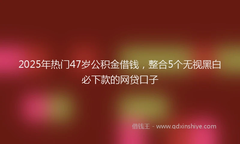 2025年热门47岁公积金借钱，整合5个无视黑白必下款的网贷口子