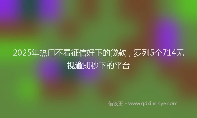 2025年热门不看征信好下的贷款，罗列5个714无视逾期秒下的平台