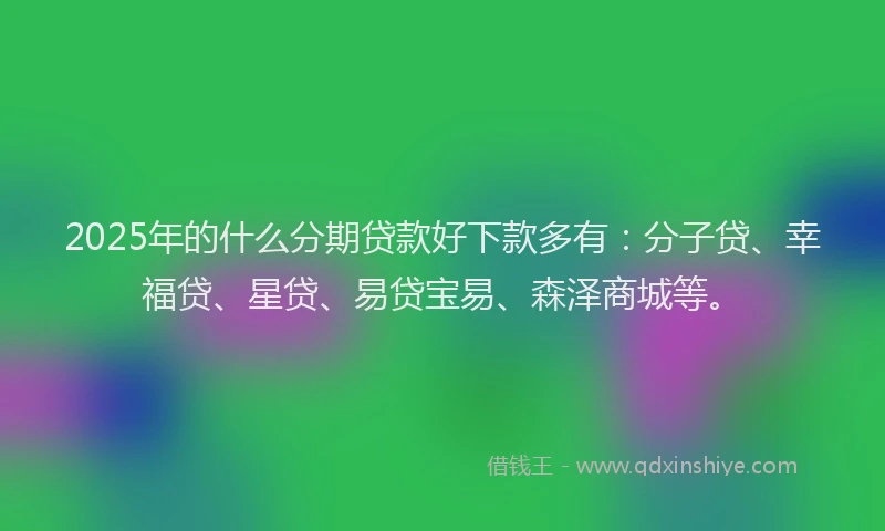 2025年的什么分期贷款好下款多有：分子贷、幸福贷、星贷、易贷宝易、森泽商城等。