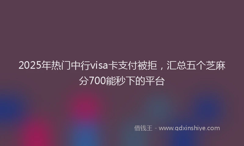 2025年热门中行visa卡支付被拒，汇总五个芝麻分700能秒下的平台