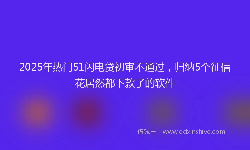 2025年热门51闪电贷初审不通过，归纳5个征信花居然都下款了的软件