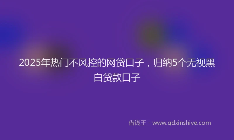 2025年热门不风控的网贷口子，归纳5个无视黑白贷款口子