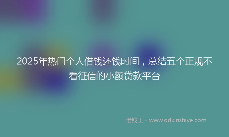 2025年热门个人借钱还钱时间，总结五个正规不看征信的小额贷款平台
