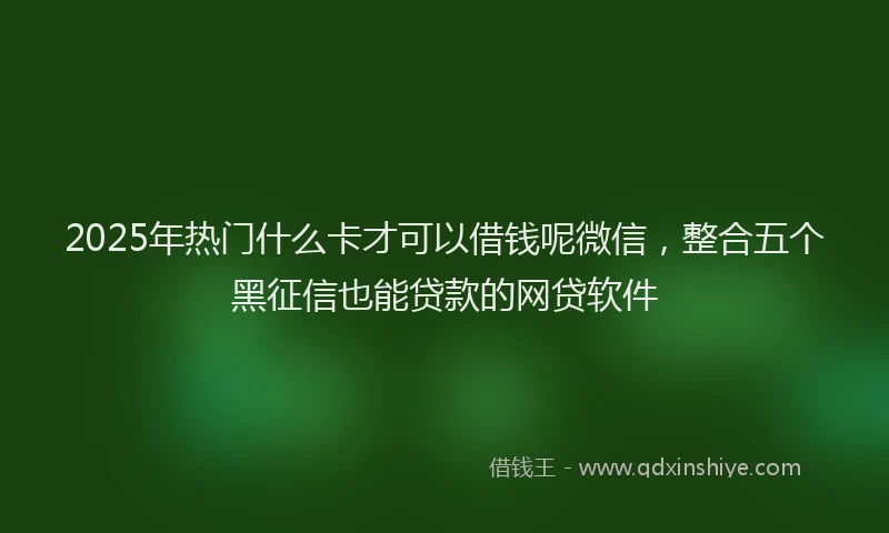 2025年热门什么卡才可以借钱呢微信，整合五个黑征信也能贷款的网贷软件
