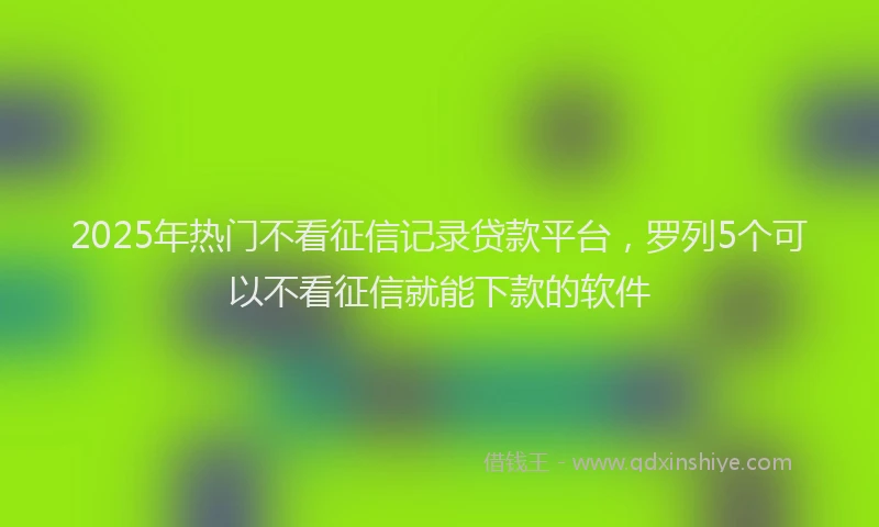 2025年热门不看征信记录贷款平台，罗列5个可以不看征信就能下款的软件