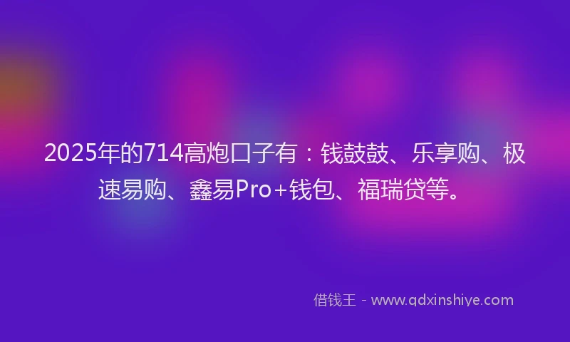 2025年的714高炮口子有：钱鼓鼓、乐享购、极速易购、鑫易Pro+钱包、福瑞贷等。