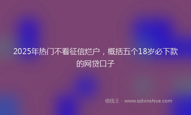 2025年热门不看征信烂户，概括五个18岁必下款的网贷口子