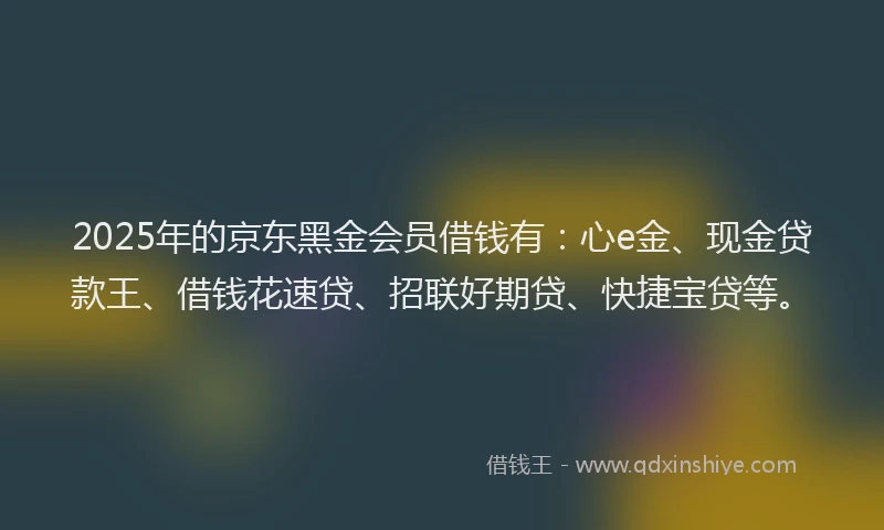 2025年的京东黑金会员借钱有：心e金、现金贷款王、借钱花速贷、招联好期贷、快捷宝贷等。