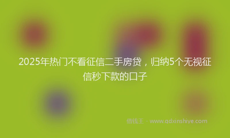 2025年热门不看征信二手房贷，归纳5个无视征信秒下款的口子