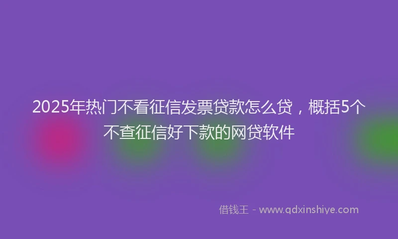 2025年热门不看征信发票贷款怎么贷，概括5个不查征信好下款的网贷软件
