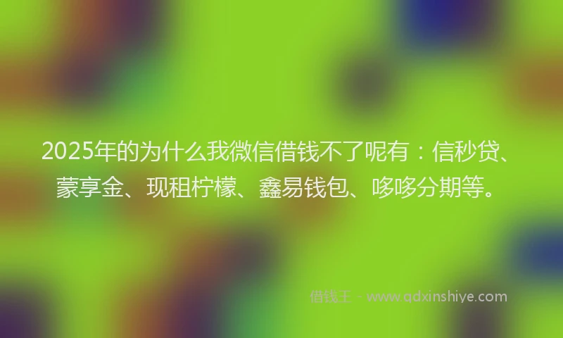 2025年的为什么我微信借钱不了呢有：信秒贷、蒙享金、现租柠檬、鑫易钱包、哆哆分期等。