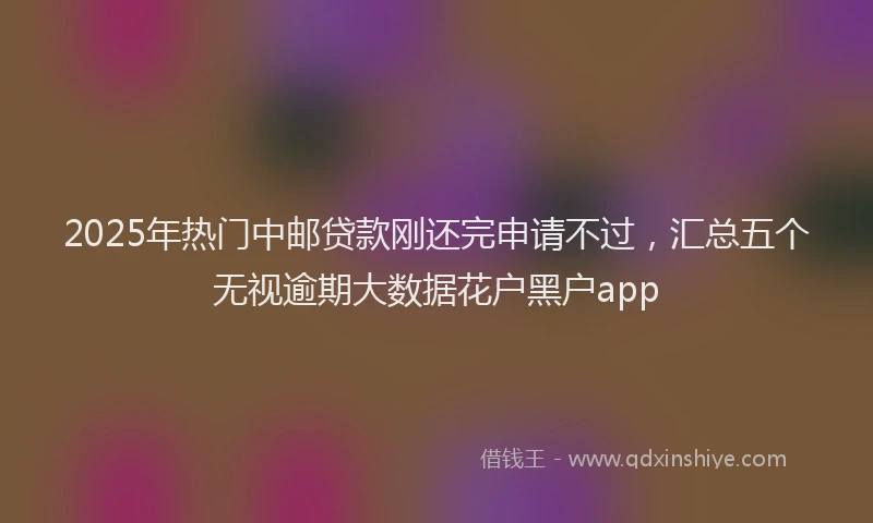 2025年热门中邮贷款刚还完申请不过，汇总五个无视逾期大数据花户黑户app