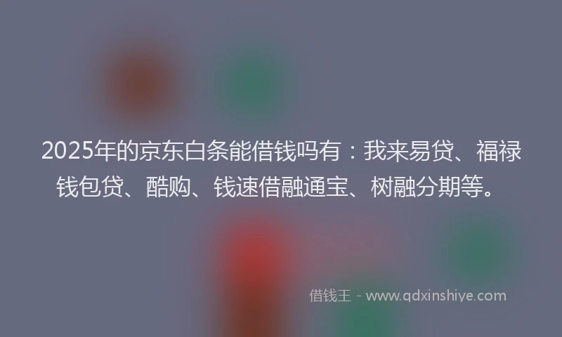 2025年的京东白条能借钱吗有：我来易贷、福禄钱包贷、酷购、钱速借融通宝、树融分期等。