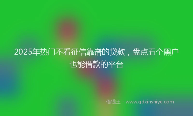 2025年热门不看征信靠谱的贷款，盘点五个黑户也能借款的平台