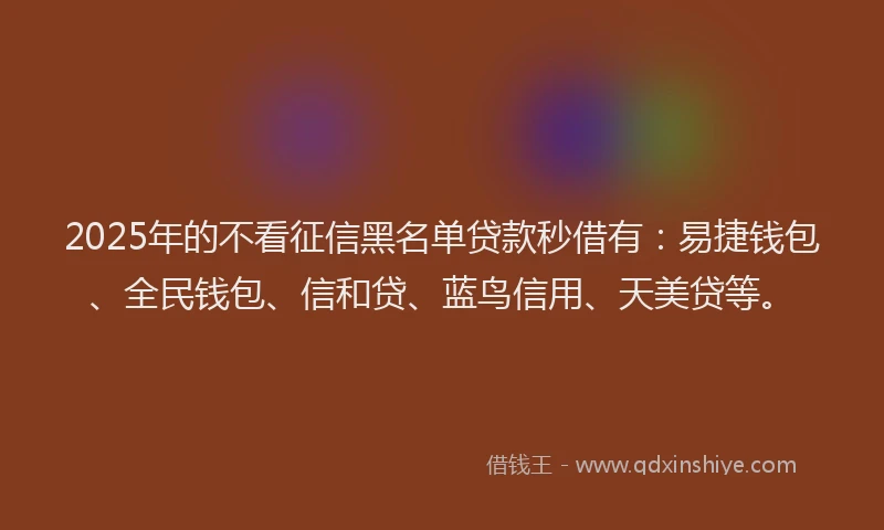 2025年的不看征信黑名单贷款秒借有：易捷钱包、全民钱包、信和贷、蓝鸟信用、天美贷等。