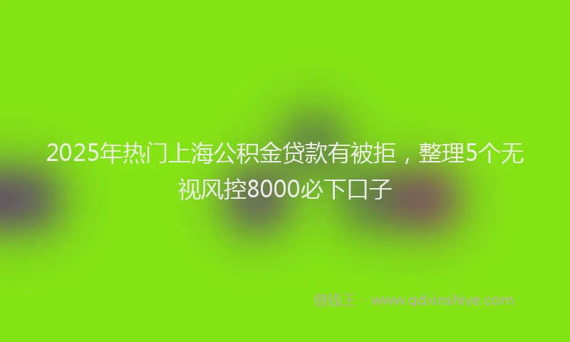 2025年热门上海公积金贷款有被拒，整理5个无视风控8000必下口子