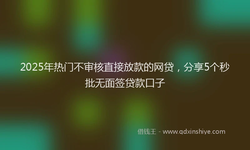 2025年热门不审核直接放款的网贷，分享5个秒批无面签贷款口子