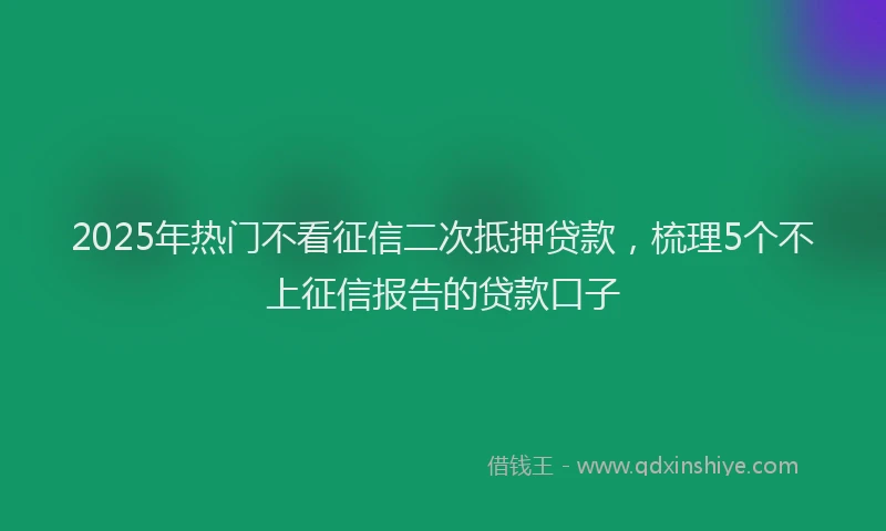 2025年热门不看征信二次抵押贷款，梳理5个不上征信报告的贷款口子