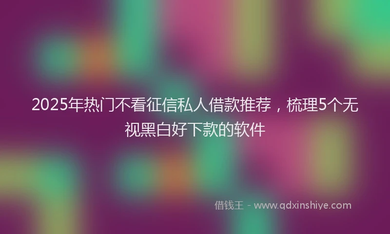 2025年热门不看征信私人借款推荐，梳理5个无视黑白好下款的软件