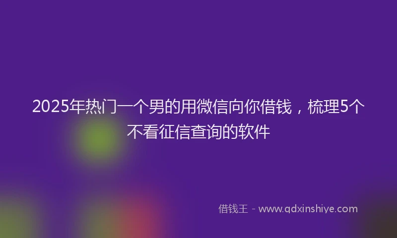 2025年热门一个男的用微信向你借钱，梳理5个不看征信查询的软件