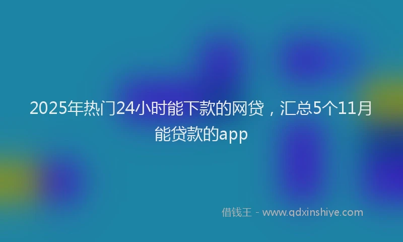 2025年热门24小时能下款的网贷，汇总5个11月能贷款的app