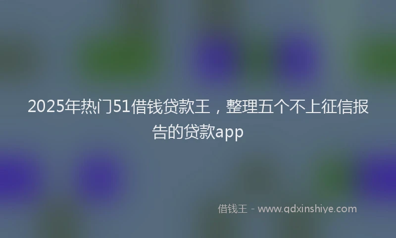 2025年热门51借钱贷款王，整理五个不上征信报告的贷款app