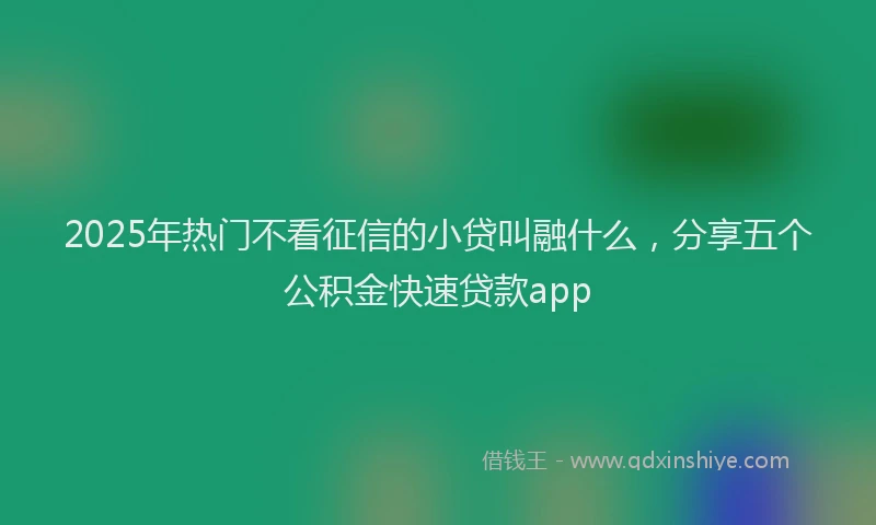 2025年热门不看征信的小贷叫融什么，分享五个公积金快速贷款app